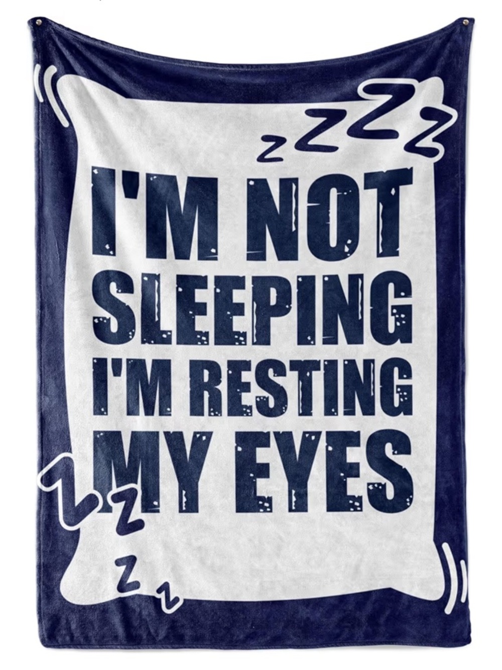 Navy and White "I'm Not Sleeping I'm Resting My Eyes" Throw Blanket